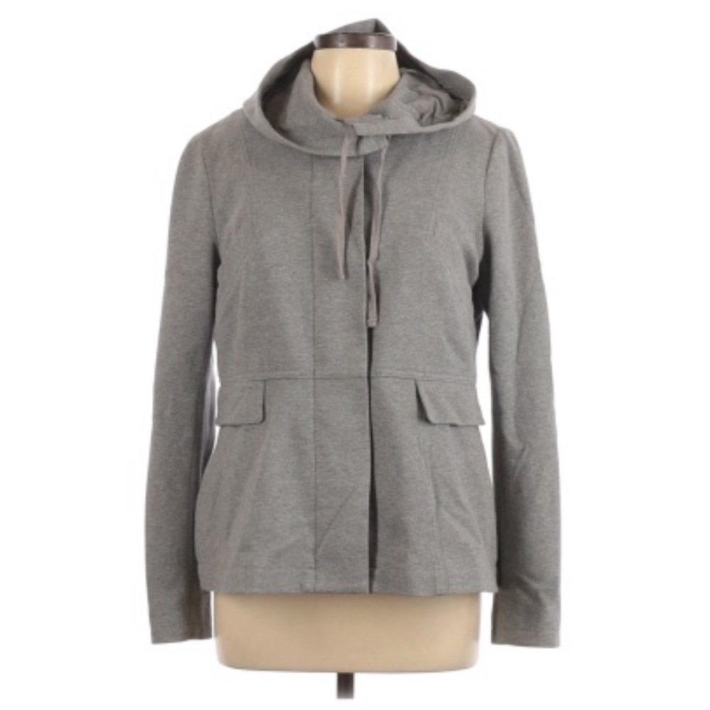 Theory Gray Long Sleeve Hooded Jacket